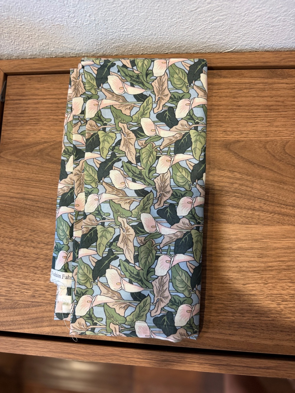 Floral Calla Lily Print Fabric Green & Pink